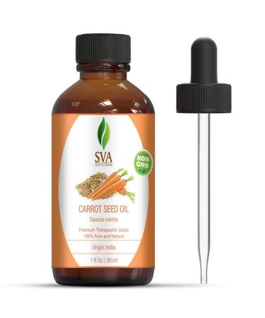 SVA ORGANICS Carrot Seed Carrier Oil 1 Oz Pure Cold Pressed Undiluted Therapeutic Grade Nourishing Oil for Face  Skin & Hair Care