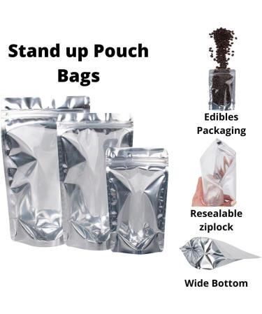 BELLE KR Mylar Bags 6x9 - 100 Pack | 7.5mil Thickness, Self-Standing Ziplock Bags for Food Storage | Resealable, Clear Packaging Bags with Label Stickers - Buy Online on GoSupps.com