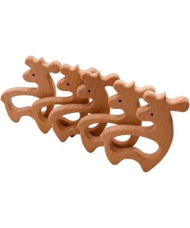 Wendysun 10pcs Cartoon Wood Teether: Natural Deer Shape Baby Teething Toy - Buy Online on GoSupps.com