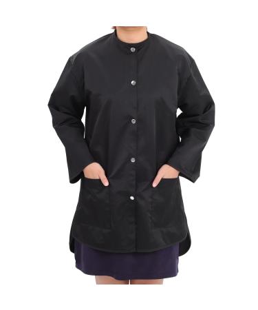 Holibanna Professional Salon Smock Stylist Jacket Hair Coloring Wrap Guest Spa Client Black Kimono Cosmetology Uniform Dog Grooming Smock Barber Workwear