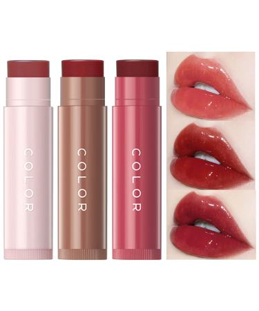 Erinde Tinted Lip Balm  2-in-1 Hydrating Lip Gloss & Buildable Lipstick  Natural Gloss Finish for Dry Lips  Reduce Lip Wrinkles  Moisturizing Lip Balm  Winter Lip Care Gifts (3 Tubes) 010203