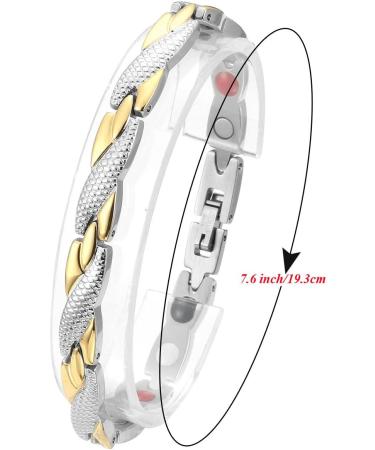 Jovivi Women's Magnetic Bracelet - Stainless Steel X-Shape Bangle with 4-in-1 Magnets | Snake Pattern Silver-Gold Design - International Shipping Available - Buy Online on GoSupps.com