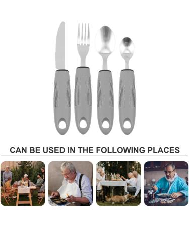 Adaptive Utensils Built up Fork Spoon Rocker Knife Easy Grip Silverware for Adults Elderly Weak Hand Patients Disabled Light Grey 3 Piece Set (Color : Light Grey-1) - Buy Online on GoSupps.com