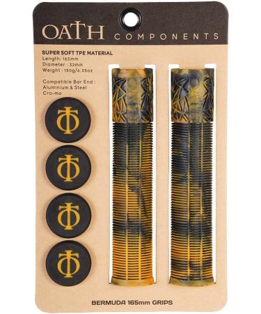 Oath Pro Scooter Bermuda Grips - Black Super Soft TPE with Bar End Plugs, Orange Accents - Buy Online on GoSupps.com