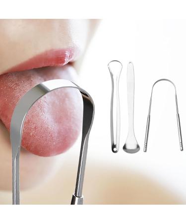 Stainless Steel Tongue Scraper Set for Adults | Fresh Breath & Dental Health | Bad Breath Treatment - 3-Piece Open-Hole Spoon Design - Buy Online on GoSupps.com