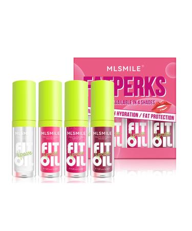 VolksRose 4pcs Lip Gloss Oil Set Hydrating Lip Glow Oil Lip Gloss Lipgloss Lipoil Set for Women Girls Teens Tinted Plumping Lip Gloss Packs Fat Lip Oil Lip Balm for Dry Lips Nourishing Set-024