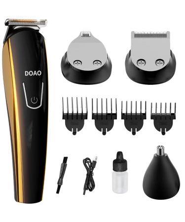 DOAO Beard Trimmer For Men Hair Clippers For Men Rechargeable Beard Trimmer&Hair Trimmer with 4 Limit Combs Long Stand-by(100Mins) Gold