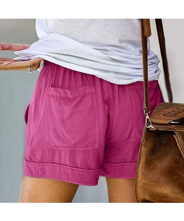 Hessimy Women's Summer Shorts with Pockets - Comfy Drawstring Casual Elastic Waist, X-Large Hot Pink - Buy Online on GoSupps.com