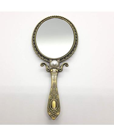 Handheld Mirror Antique with Stand Double Folding Sided Brass for Makeup Mirror 18cm (7 inch) - Buy Online on GoSupps.com