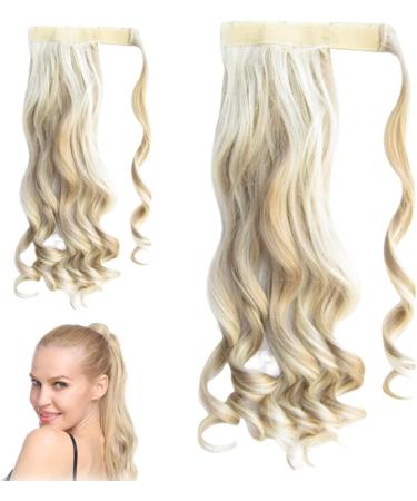 Wavy Ponytail Extension 23 Inch Synthetic Natural Curly Hairpiece Wrap Around Hair Extensions for Women Daily Use Blonde Wavy Hair Extensions - Buy Online on GoSupps.com