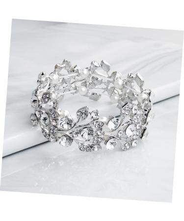 Gleavi Wedding Accessories: Strass & Pearl Bracelets | Diamond & Crystal Bangle for Women | Open Tennis Bracelet - 2pcs Silver - Buy Online on GoSupps.com