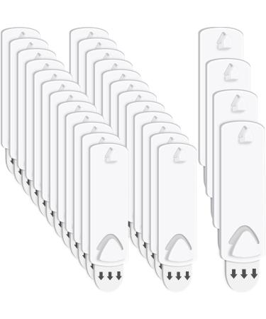 20 Pieces No Damage Picture Hangers Picture Hanging Kit Without Nails No Trace Adhesive Art Hanger for Bathroom Kitchen Home Door Closet, White (20 Pieces)
