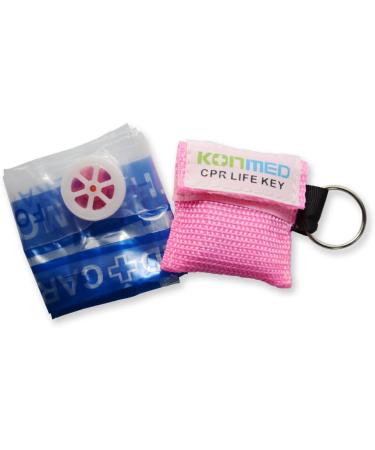 KONMED CPR Face Shield Mask - 20pcs/Pack First Aid Keychain (Pink Rose) for Emergency Preparedness - Buy Online on GoSupps.com