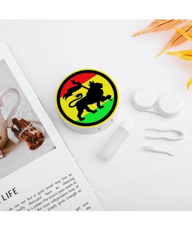 Lion in Jamaica Round Case For Contact Lens Kit Storage Box with Mirror Printed - Buy Online on GoSupps.com