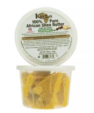 Kuza 100% Pure African Shea Butter with Borututu Chunky Yellow 10 oz