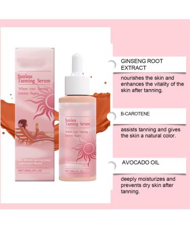 S rum autobronzant pour le visage - 60 ml - S rum bronzant sans soleil - S rum bronzant Sunless - Essence autobronzante - Avec ginseng et huile d'avocat - Hydratant - Buy Online on GoSupps.com