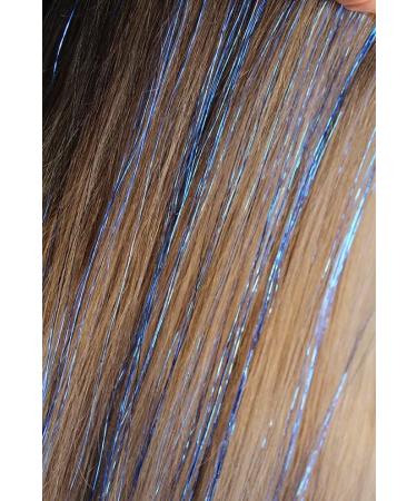 Hair Tinsel Extensions: 250 Strands Dark Blue Fairy Holographic Sparkle Glitter - Straight Hair Accessories for Women and Girls - Buy Online on GoSupps.com