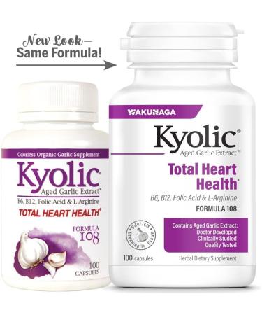 Kyolic Aged Garlic Extract Formula 108 Total Heart Health 100 Capsules - 100 Count - Buy Online on GoSupps.com