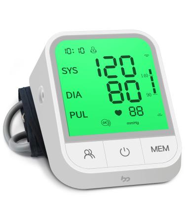 Blood Pressure Machine - Automatic BP Monitor with Large 4.7" 4-Color LCD Display, 8.8-17.7" Adjustable Blood Pressure Cuff, 99 Memory Sets for 2 Users, Battery Operated & Rechargeable