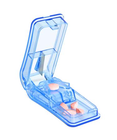 Pill Cutter Pill Splitter with Blade and Storage Compartment for Small or Large Pills Cut in Half Quarter for Pills Tablets - (Blue)