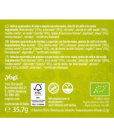 YogiTea YOGI TEA ENERGIA MATUTINA 17infusiones is a herbal infusion that makes a break extra pleasant It tastes both pure and with some honey or sweetener It has been developed with an eye for d - Buy Online on GoSupps.com