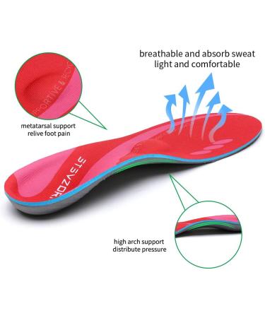 Unisex Arch Support Sports Insoles for Foot Fatigue Relief - UK 6 (Size 25cm/9.87 inches) - Red - Buy Online on GoSupps.com