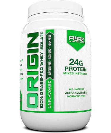 Pure Label Nutrition 100% Grass-Fed Whey Protein Isolate, 2lb Unflavored, No Fat, No Lactose, Micro-Filtered, Cold Processed, GMO Free, rBGH Free, Soy Free, Gluten Free, Zero Carbs and No Sugar Added