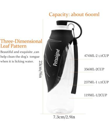 Portable Dog Water Bottle - Petsoign Silicone Travel Drinking Bottle for Outdoor Use (Black) - Ideal for Dogs on the Go - Buy Online on GoSupps.com