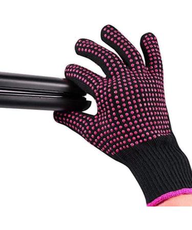 LEEQ 2 Pieces Heat Resistant Gloves Silicone Non-Slip Gloves for Hair Styling Curling Iron Fit All Hand Sizes (Rose red Silicone dots) - Buy Online on GoSupps.com