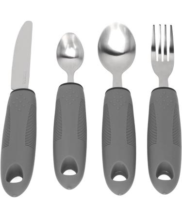 Adaptive Utensils Set - 4 Piece Stainless Steel Cutlery for Arthritis Relief | Ergonomic Knife Fork & Spoon - Buy Online on GoSupps.com