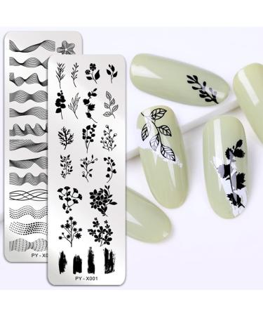 Geometric Blue Nail Art Stamping Plates Set - 5pcs Stainless Steel Transfer Template Kit - Buy Online on GoSupps.com