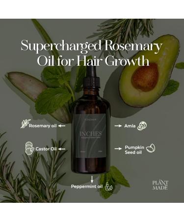 Plantmade Inches (100ml) - Unisex Ayurvedic Growth Oil with Amla, Rosemary, Pumpkin Seed, Peppermint & Castor Oil - Buy Online on GoSupps.com
