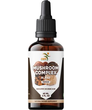 SMSHEALTHPRODUCTS.com Mushroom Complex Supplement Drops Tincture Lion's Mane Reishi Turkey Tail Chaga for Immune System Support - Liquid Drops - Organic No Fillers No Binders - 2 Fl oz - Buy Online on GoSupps.com