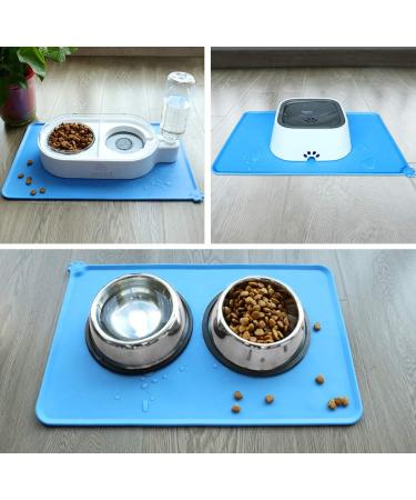 Joytale Non-Slip Silicone Dog Bowl Mat - Waterproof Pet Mat for Dogs & Cats - 47x30cm Blue - Buy Online on GoSupps.com