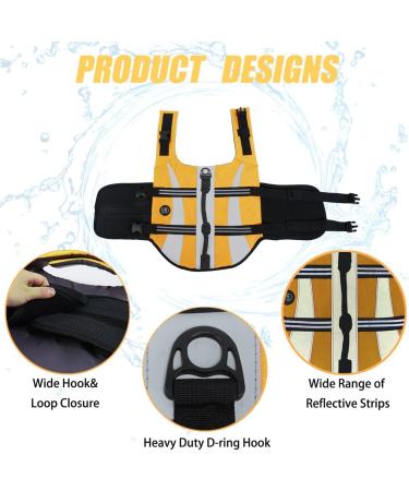 Emust Dog Life Vest - Lightweight Swim Jacket for Small Medium & Large Dogs - Perfect for Swimming & Boating - Yellow XL - Buy Online on GoSupps.com