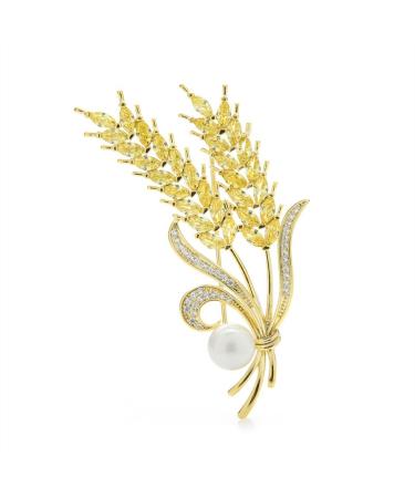 WIPPWER Pin Jewelry Gifts for Women Ladies Fashion Accessories Ladies Elegant Cubic Zircon Wheat Brooch Wheat Shape Wedding Banquet Brooch Pin Brooches & Pins