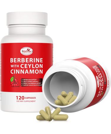 Natnect Berberine Supplement with Ceylon Cinnamon Licorice Extract Berberine 6X for Healthy Weight Management Metabolism and Immune Support (120 Capsules) - Buy Online on GoSupps.com