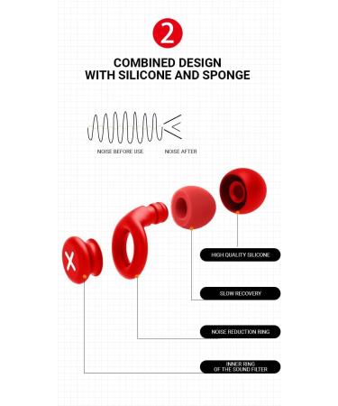 Silicone Reusable Ear Plugs for Sleeping, Noise Reduction - Soft Sound Blocking Earplugs for Concerts, Work, Travel - Red - Buy Online on GoSupps.com