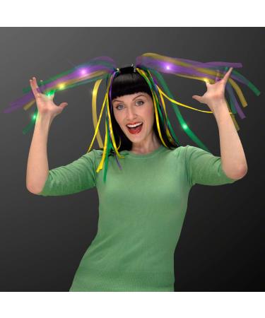 Purple Green & Gold LED Light Up Mardi Gras Noodle Headband