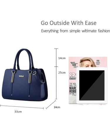 Nicole&Doris Embossed Fashion Travel Bags - PU Leather Backpack for Girls - Navy Blue School Handbag - Buy Online on GoSupps.com