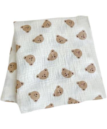 Yissone Baby Swaddle Blanket | Toddler Bear Print Cotton Yarn Stroller Blanket (90x130cm) - Buy Online on GoSupps.com