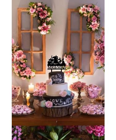 Heavy Truck Wedding Cake Topper Funny Mr And Mrs Cake Topper Bride and Groom with Heavy Truck Cake Topper for Wedding/Anniversary/Bridal Shower Party Decor(Black Acrylic) - Buy Online on GoSupps.com