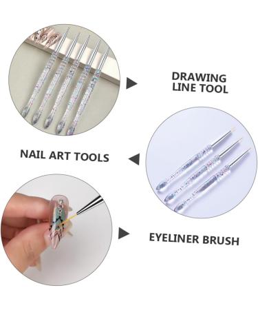 DOITOOL 2sets Nail Art Drawing Pen Liner Paint Nail Art Point Drill Nail Gel Nail Kit Nail Art Tools Nail Salon Supply Nail Detail Brush Alloy Pen Holder Transparent Handle Miniature - Buy Online on GoSupps.com