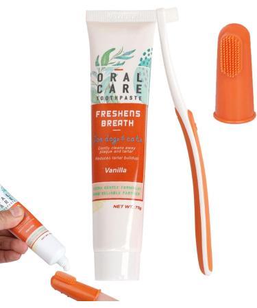 Dog Toothpaste with Brush | Fresh Breath for Dogs Oral Care Kit - Finger Brush for Dogs Teeth and Toothpaste Pet Oral Teeth and Gum Care Pengzi A: Vanilla Flavor - Buy Online on GoSupps.com