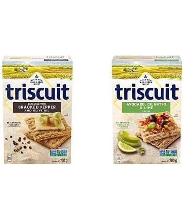 Triscuit Cracked Pepper & Olive Oil Crackers 200 g with Triscuit Avocado Cilantro & Lime Crackers 200 g