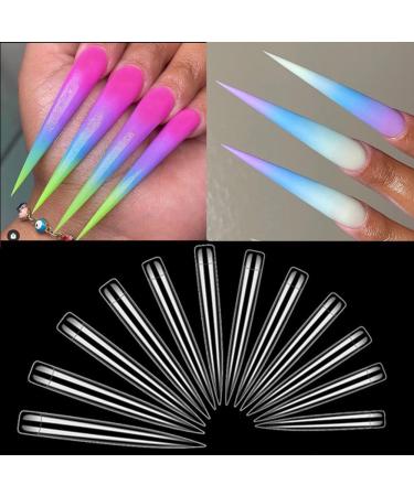 XXXL Clear Stiletto Nail Tips - Rosy Finch | 120Pcs Extra Long Full Straight Acrylic Nail Tips - Buy Online on GoSupps.com