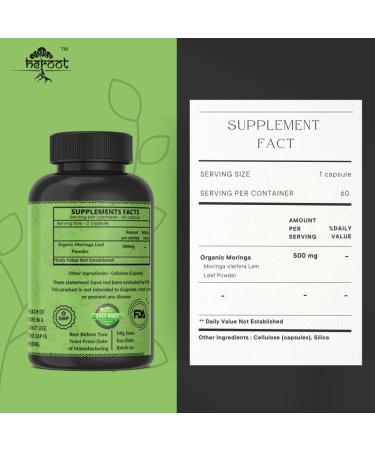 Organic Moringa Capsules - Superfood Supplement for Energy Metabolism & Immune Support (120 Count) - International Shipping Available - Buy Online on GoSupps.com