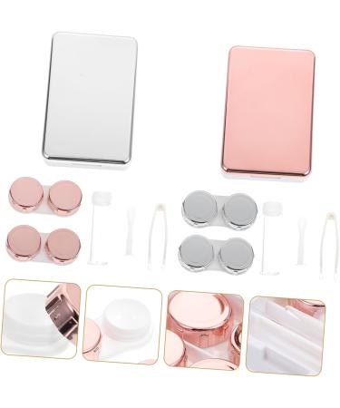 Gatuida 2 Set Mirror Color Contact Lenses Case - Travel-Friendly Eye Cosmetic Container for Household Use - 9x6.1x2.2cm - Buy Online on GoSupps.com