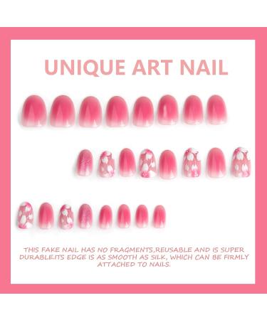 False Nails Short - 24Pcs Almond Fake Nails with Glue - Blush Pink Flower Press on Nails Pattern - Oval Stick on Nails - French Nail Tips with Nail Glue for Women Girls Nail Art (Pink Blush Glitter) Floral - Buy Online on GoSupps.com