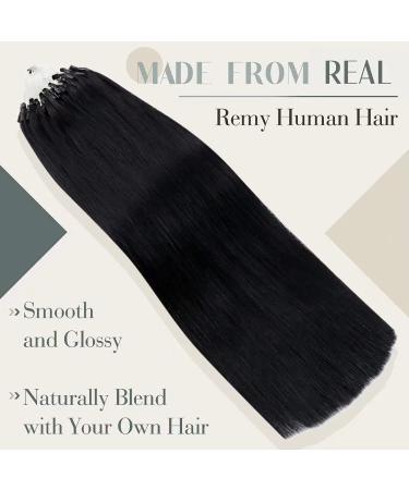 LaaVoo Microring Human Hair Extensions - Black 65cm | Premium Quality #1B - International Shipping Available - Buy Online on GoSupps.com